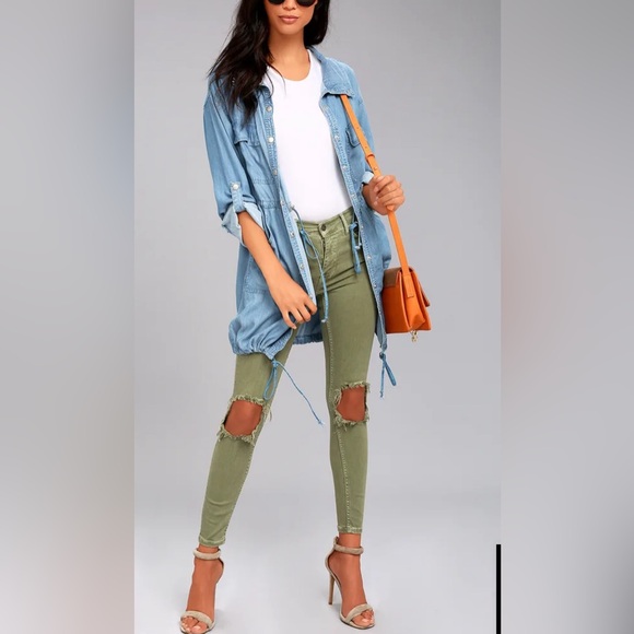 LULUS London Skies Women’s Shirt Dress Jacket Chambray Sz Small Comfy Casual - Picture 11 of 13